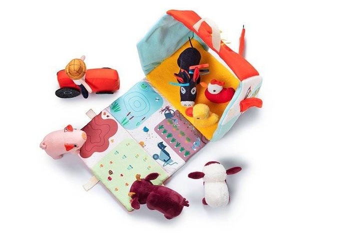 Rozkładany domek manipulacyjny Farma z 6 zwierzątkami rolnikiem i traktorem 86791 LILLIPUTIENS