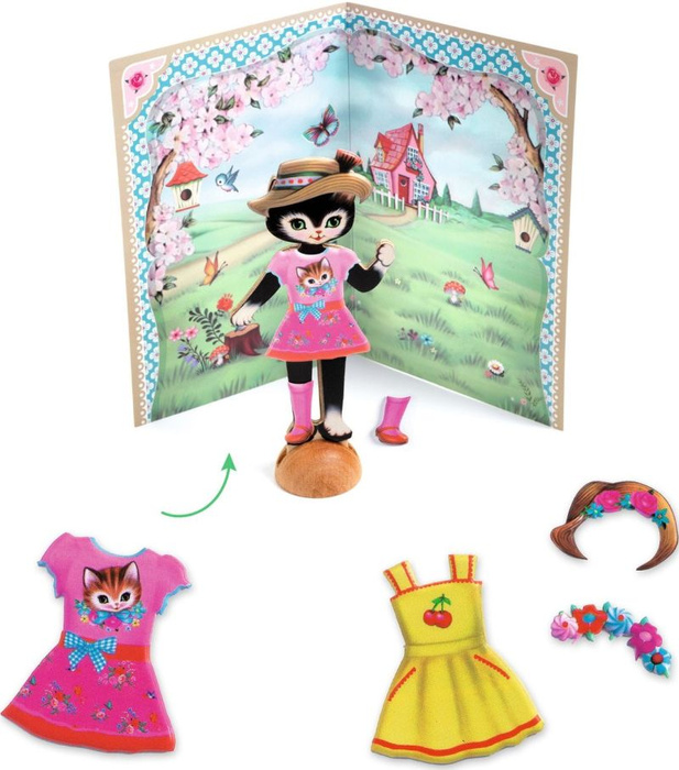 Mała przebieralnia z naklejkami Kotki Djeco DJ09859 zabawy kreatywne dla dzieci