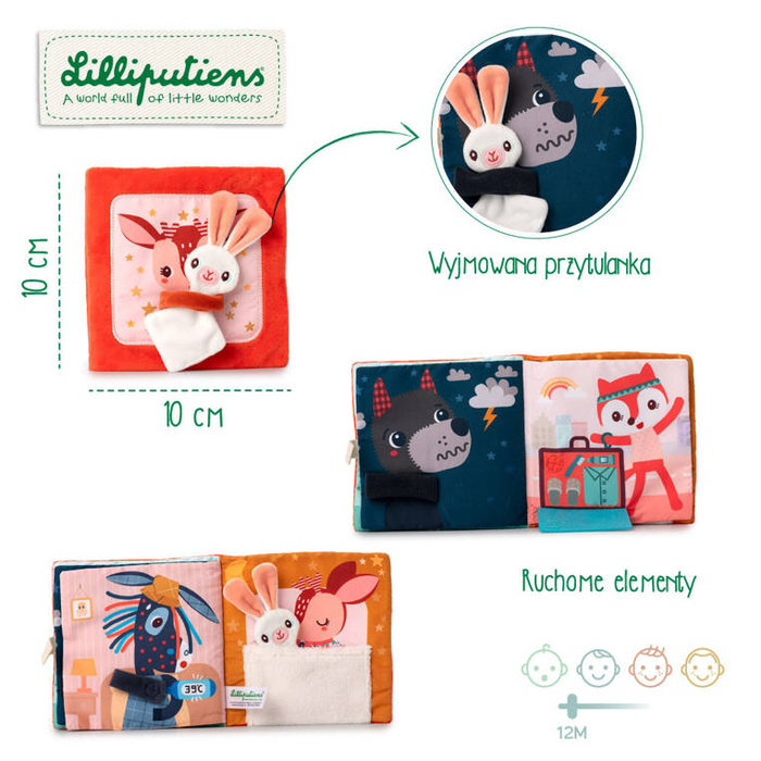 Miękka książeczka aktywizująca z mini-komforterem sarenka Stella i jej przytulanka 83491 Lilliputiens