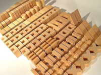 Klocki drewniane z literkami dla dzieci, 280 el., zabawki konstrukcyjne