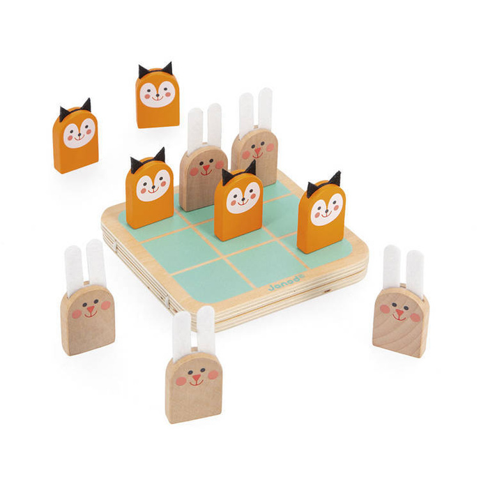 Zestaw drewnianych gier strategicznych 2w1 Kółko i krzyżyk Wyścig Taktik J02472 Janod