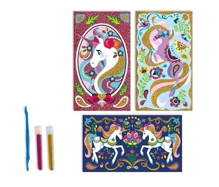 Zestaw kreatywny Magiczny brokat Jednorożce 7+, Janod J07883