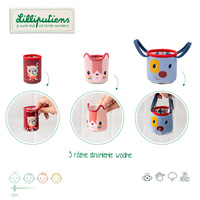 Zestaw 3 miękkich kubeczków do kąpieli Lilliputiens 83584 Piesek Jules Zabawka sensoryczna dla niemowląt