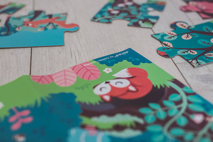 Świecące puzzle z mini-lampką UV Las 24 elementy 3+ Janod J02653