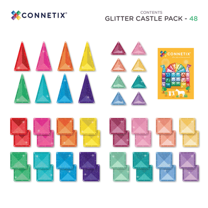 Klocki magnetyczne z brokatem Glitter Castle Pack 48 el Connetix 00048-GP
