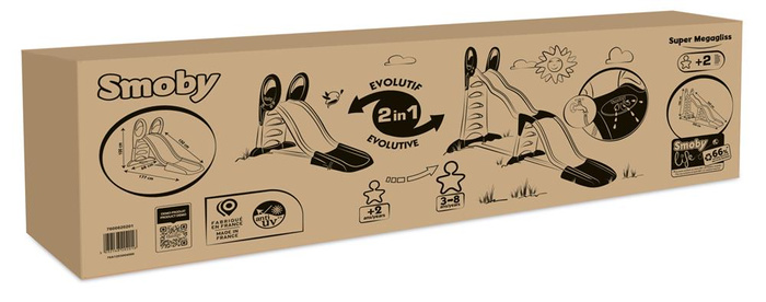 Zjeżdżalnia MEGAGLISS 2w1 Smoby 820201 modułowa i bezpieczna Ślizgawka ogrodowa dla dzieci