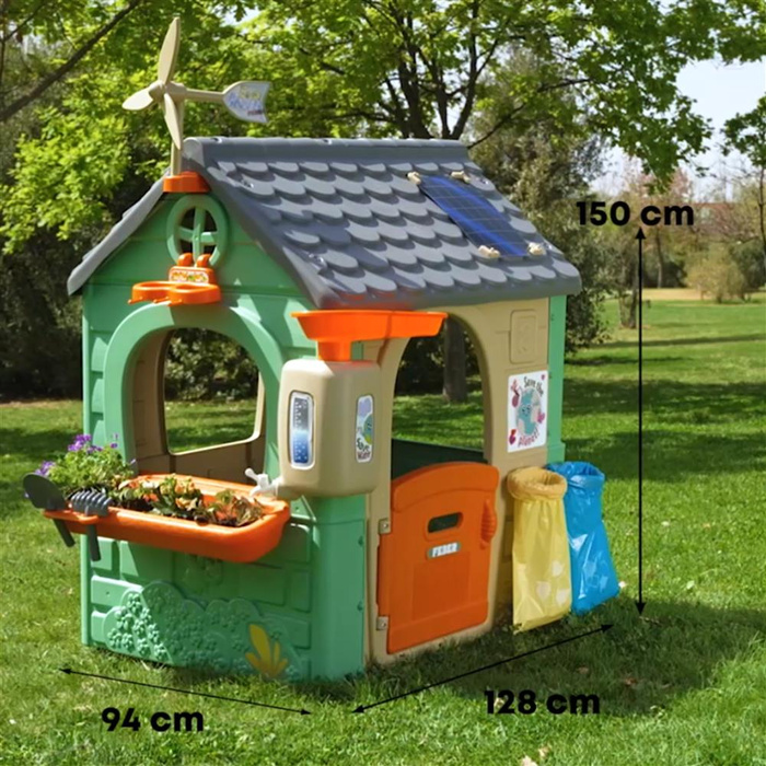 Domek ogrodowy Recycle Eco FEBER FEH26000 z segregacją odpadów Zielona Energia do kreatywnej zabawy dla dzieci