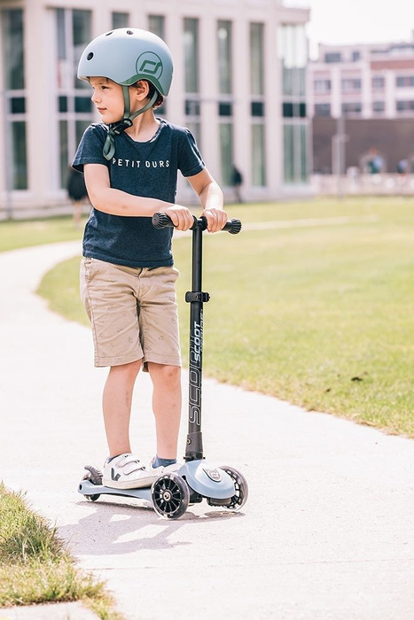 Zestaw SCOOTANDRIDE Kask + Highwaykick 3 LED hulajnoga składana ze świecącymi kółkami 3+ Steel