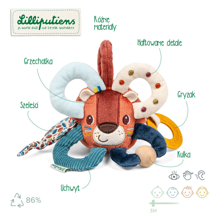 Piłeczka aktywizująca wielofunkcyjna Lew Jack Lilliputiens 83632