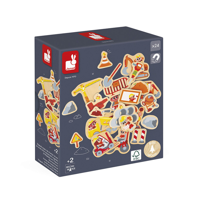 Magnesy drewniane Plac budowy 24 szt. Janod J09647