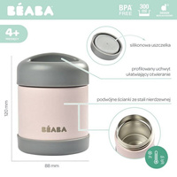 Termos na obiad dla dziecka ze stali nierdzewnej z hermetycznym zamknięciem 300 ml dark mist light pink Beaba 912908