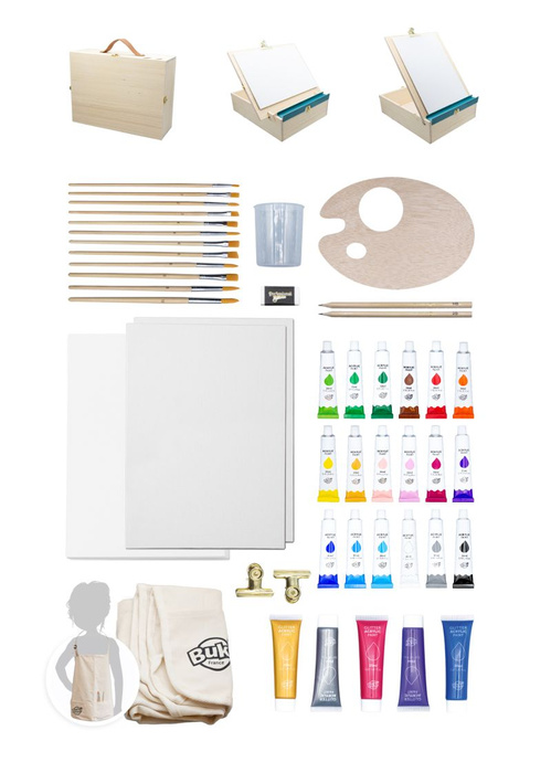 Drewniana walizka artysty z akcesoriami Buki 5440 Zestaw kreatywny dla dzieci