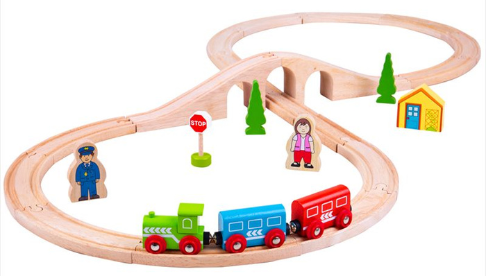Kolejka drewniana ósemka Zielona Lokomotywa, BJT012-Bigjigs Rail