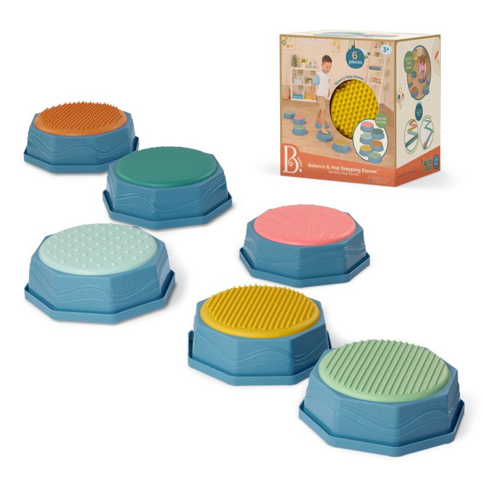 Moduły sensoryczne do stąpania i skakania 6 el Balance & Hop Stepping Stones B.Toys BX2484Z
