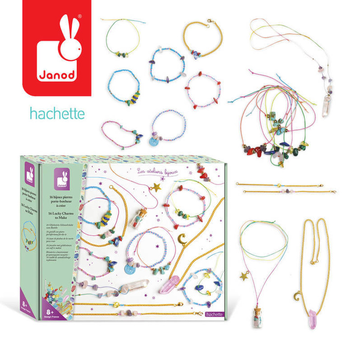 Zestaw kreatywny do tworzenia biżuterii z kamieniami przynoszącymi szczęście Janod J07938
