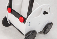 Biały samochód - drewniany wózek na zabawki