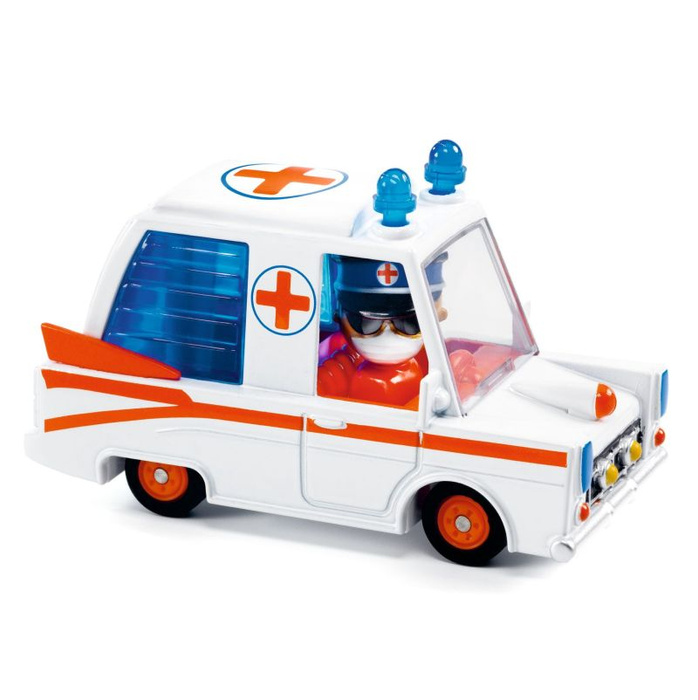Autko zabawkowe karetka Crazy Motors Hurry Ambulance Djeco DJ05468 autka dla dzieci