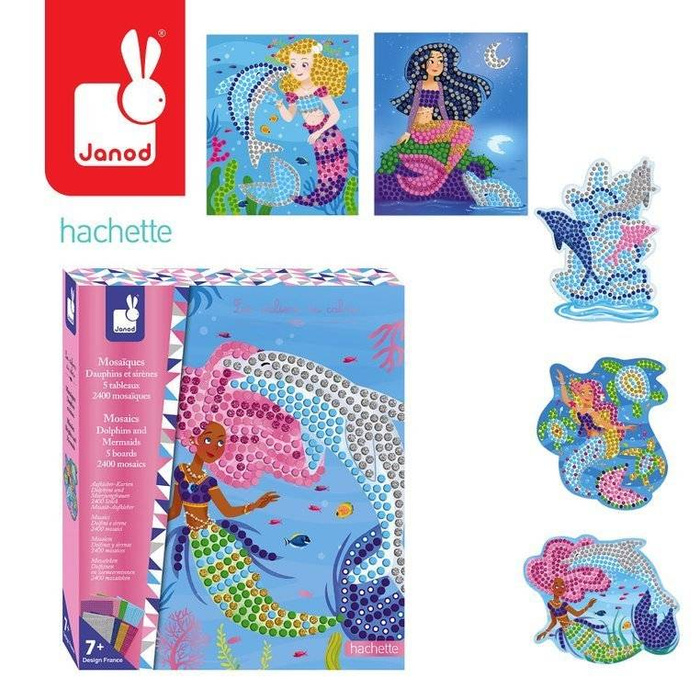 Zestaw kreatywny Mozaika Delfiny i syreny +7 J07961-Janod, zestaw artystyczny