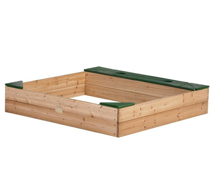 Drewniana Piaskownica dla dzieci AXI A031.005.00 ze schowkiem na akcesoria sieddziskami i plandeką