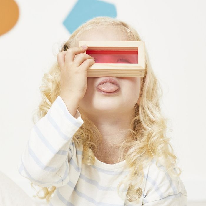 Klocki drewniane przeźroczyste kolorowe sensoryczne Janod J05306