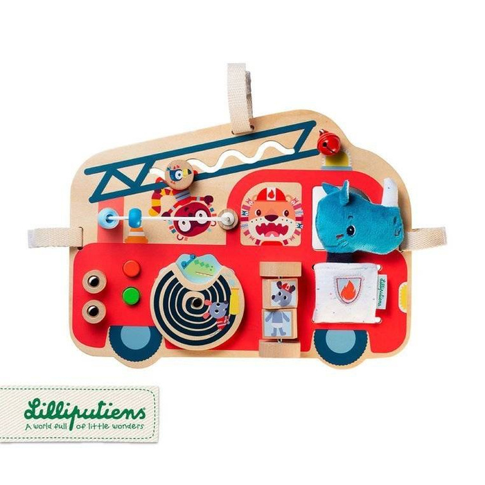 Tablica manipulacyjna z drewna Wóz strażacki Nosorożec Marius 83180-Lilliputiens