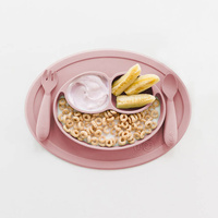 Komplet silikonowych sztućców Mini Utensils pastelowy róż EUMUB005-EZPZ, sztućce dla dzieci 