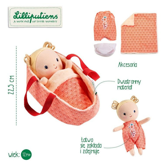 Lalka dzidziuś w koszyczku z ubrankiem i kocykiem Anais 83131-Lilliputiens