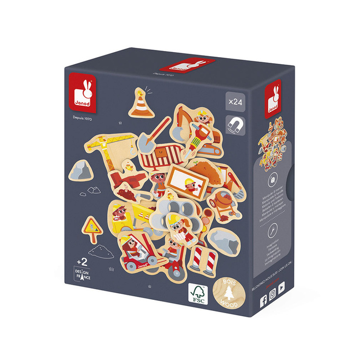 Magnesy drewniane Plac budowy 24 szt. Janod J09647