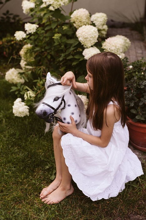 Hobby Horse Koń na kiju łaciaty z otwartą buzią Magic Astrup 84355