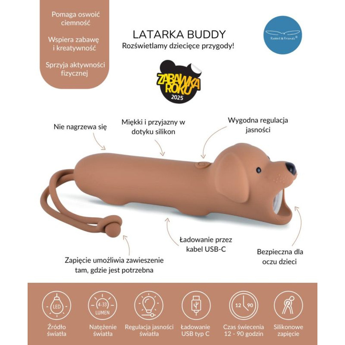 Latarka dla dzieci Pies Buddy Rabbit & Friends 52-0081