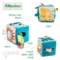 Kostka aktywizująca z pozytywką wielofunkcyjna miękka z gryzakiem Dżungla 83399 Lilliputiens