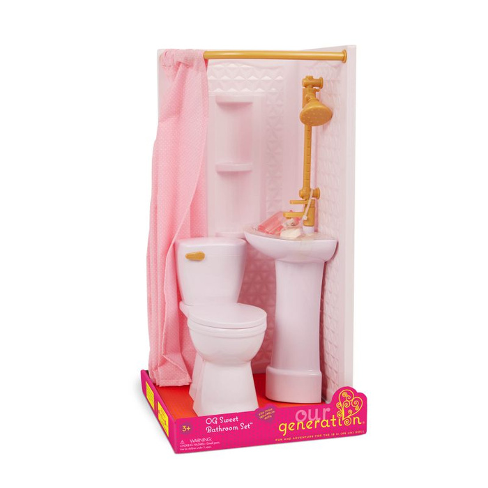 Łazienka z wyposażeniem zestaw mebli dla lalki Sweet Bathroom Our Generation BD35403Z