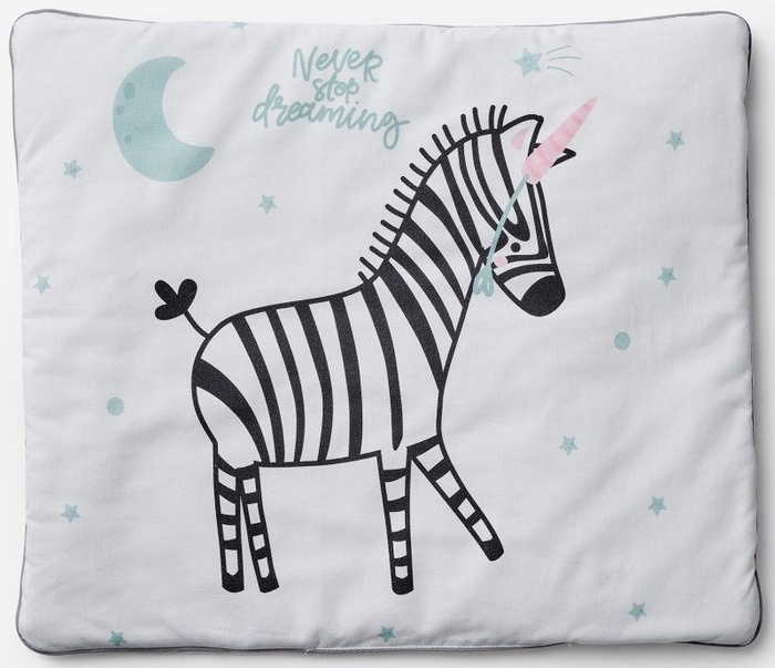 Biały komplet pościeli z wypełnieniem i poduszką Pinio Zebry