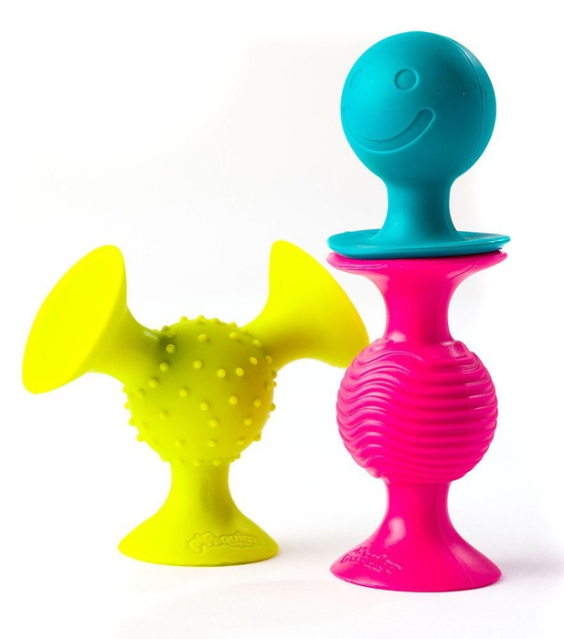 PipSquigz Silikonowe grzechotki z przyssawkami FA089-1 Fat Brain Toys, zabawki dla niemowląt