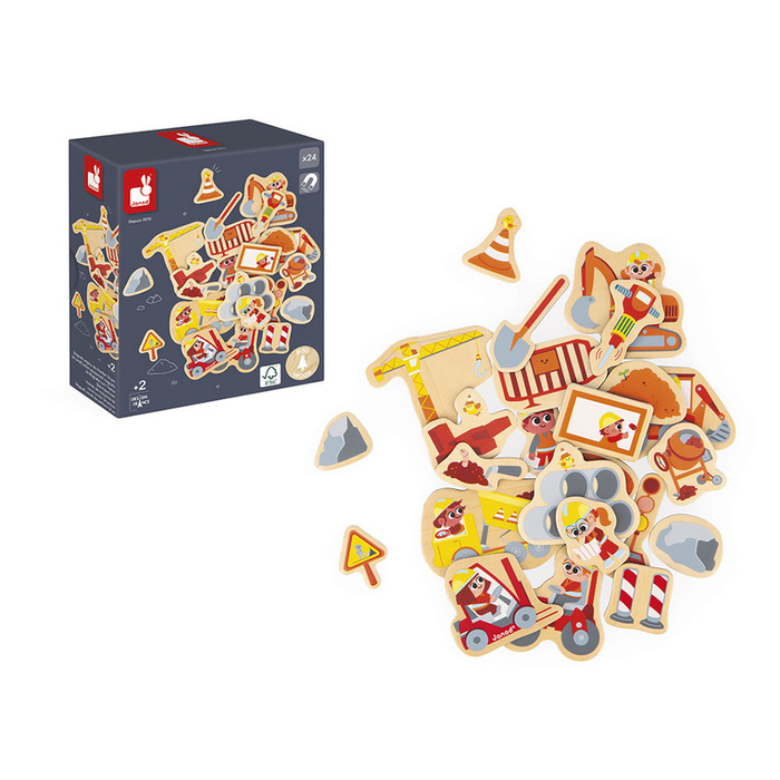 Magnesy drewniane Plac budowy 24 szt. Janod J09647