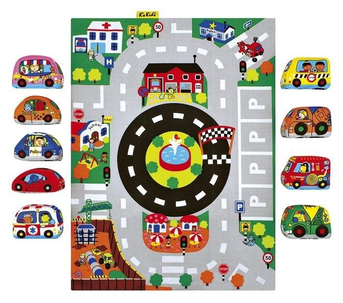 Mata z miękkimi samochodzikami - miasto, KA10665-K's Kids, zabawki dla najmłodszych, autka, maty edukacyjne