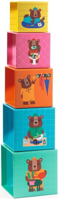 Klocki kartonowe Misie TopaniHouse Djeco DJ09119 piramida z pudełek