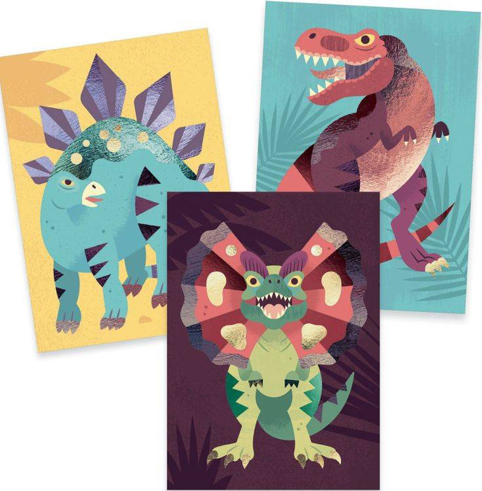 Dinozaury - artystyczny zestaw do tworzenia błyszczących obrazków DJ09518-Djeco, zestawy kreatywne