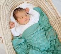 Kocyk ażurowy Boho szałwia LL5770-Lullalove, kocyki dla dzieci