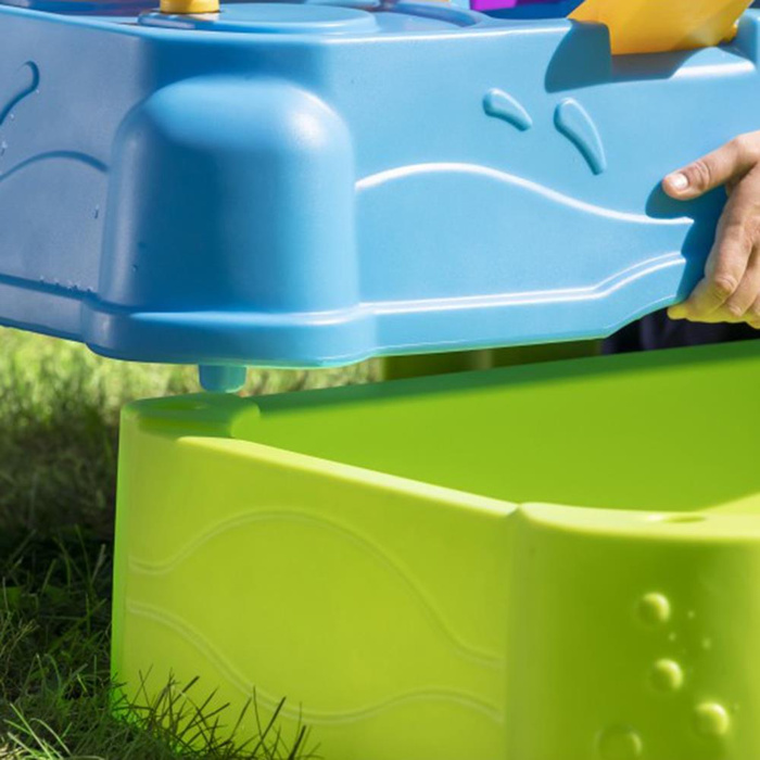 Stolik wodny STEP2 414599 ze zjeżdżalnią parasolem + basenik z akcesoriami do przelewania wody