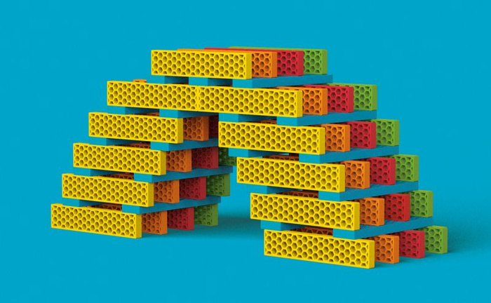 Kreatywne klocki konstrukcyjne tęczowy Hello Box Bioblo 100 elementów