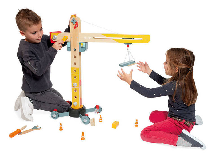 Drewniany dźwig do składania z narzędziami 74cm Janod J06468