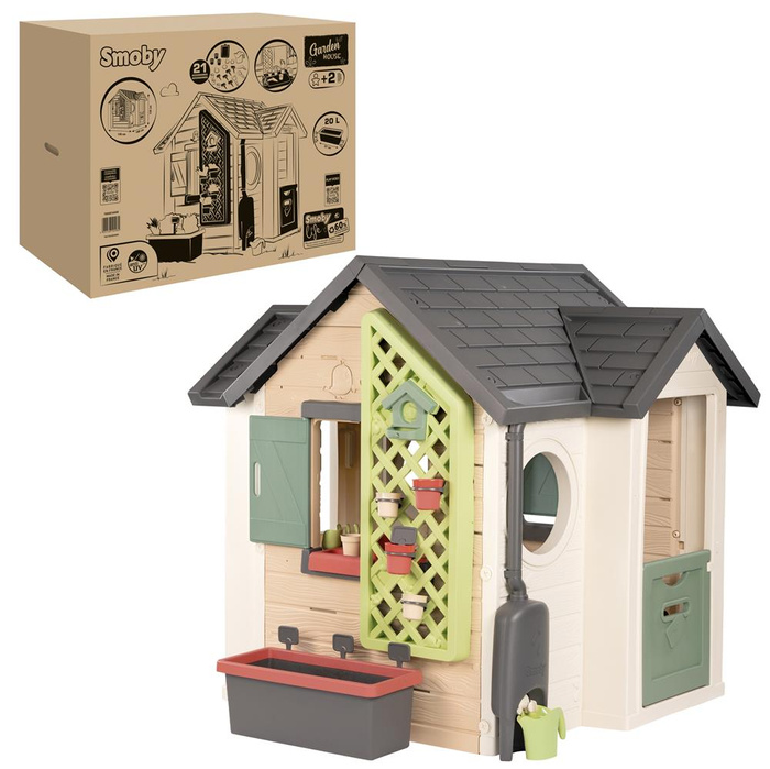 Domek małego ogrodnika Smoby 810408 z zestawem akcesoriów ogrodniczych do zabawy na świeżym powietrzu