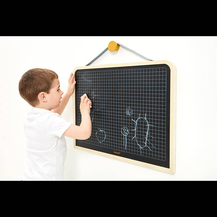 Magnetyczna tablica drewniana dwustronna z akcesoriami Janod J09635