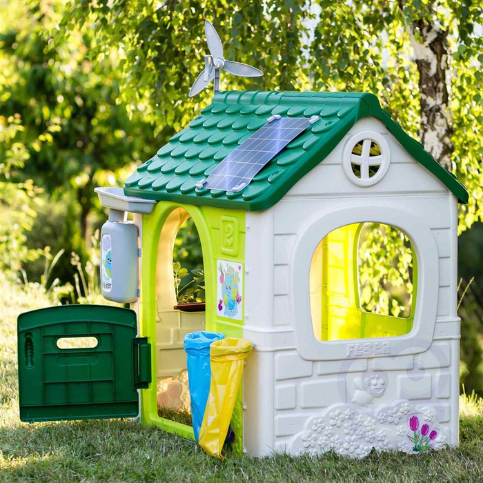 Domek ogrodowy Eco FEBER 13004 Karmnik Segregacja odpadów Imitacja panelu słonecznego do kratywnej zabawy dla dzieci