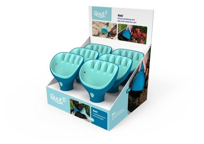 Komplet zabawek do piasku łopatka + grabki Raki Dark Blue + Vintage Blue Quut