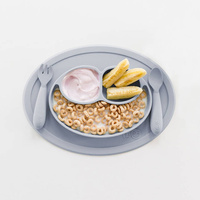 Komplet silikonowych sztućców Mini Utensils pastelowa szarość EUMUP003-EZPZ, sztućce dla dzieci