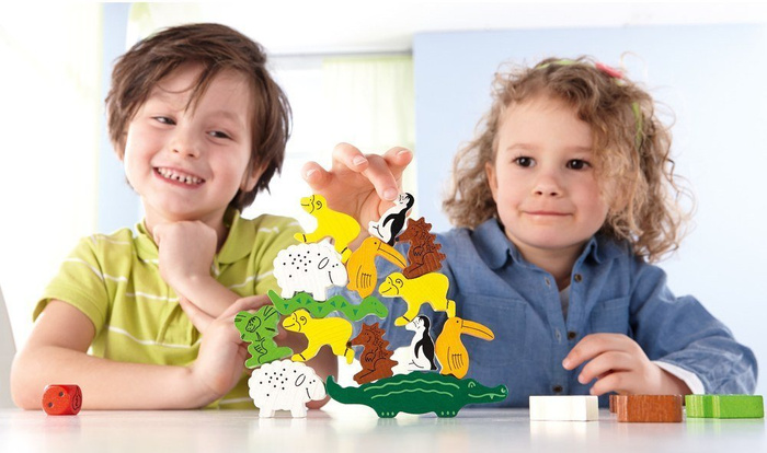 Zręcznościowa gra dla dzieci Zwierzak na zwierzaku HB3678-Haba, zabawki drewniane