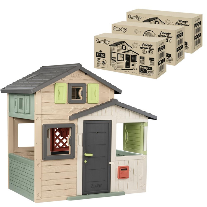 Domek ogrodowy Smoby Life Evo 810208 z otwieranymi drzwiami okiennicami i skrzynką na listy