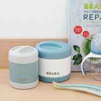 Termos na obiad dla dziecka ze stali nierdzewnej z hermetycznym zamknięciem 300 ml szaro turkusowy Beaba 912907